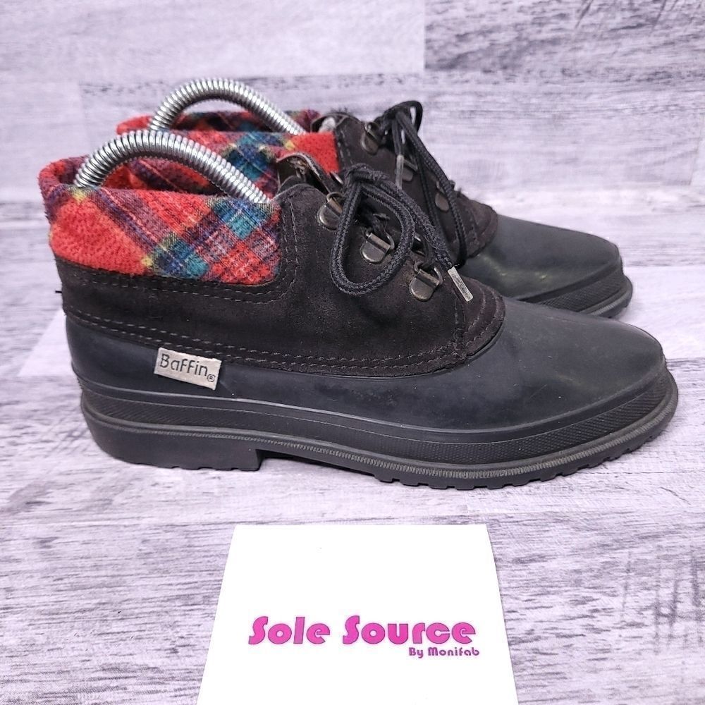 Bates Durashocks Waterproof Duck Boot Black Plaid Black Red Women's sz 7